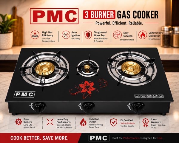 PMC GAS STOVE 3BURNER 130